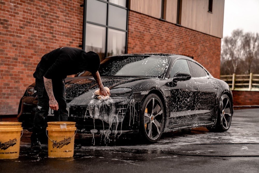 Car being detailed and polished